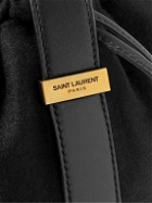 SAINT LAURENT - Rive Gauche Leather-Trimmed Logo-Embroidered Wool-Felt Bucket Bag - Black