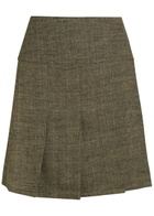 Our Legacy Girdle Pleated Linen and Silk-blend Mini Skirt Brown