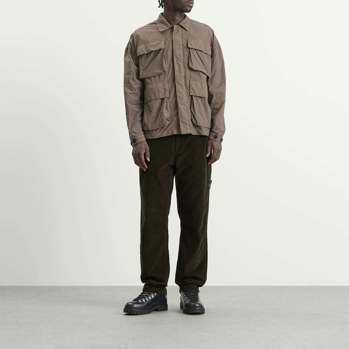 Stone Island Men's Organic Cotton Corduroy Trousers in Charcoal