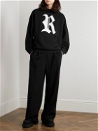 Raf Simons - Oversized Leather-Trimmed Logo-Print Cotton-Jersey Sweatshirt - Black