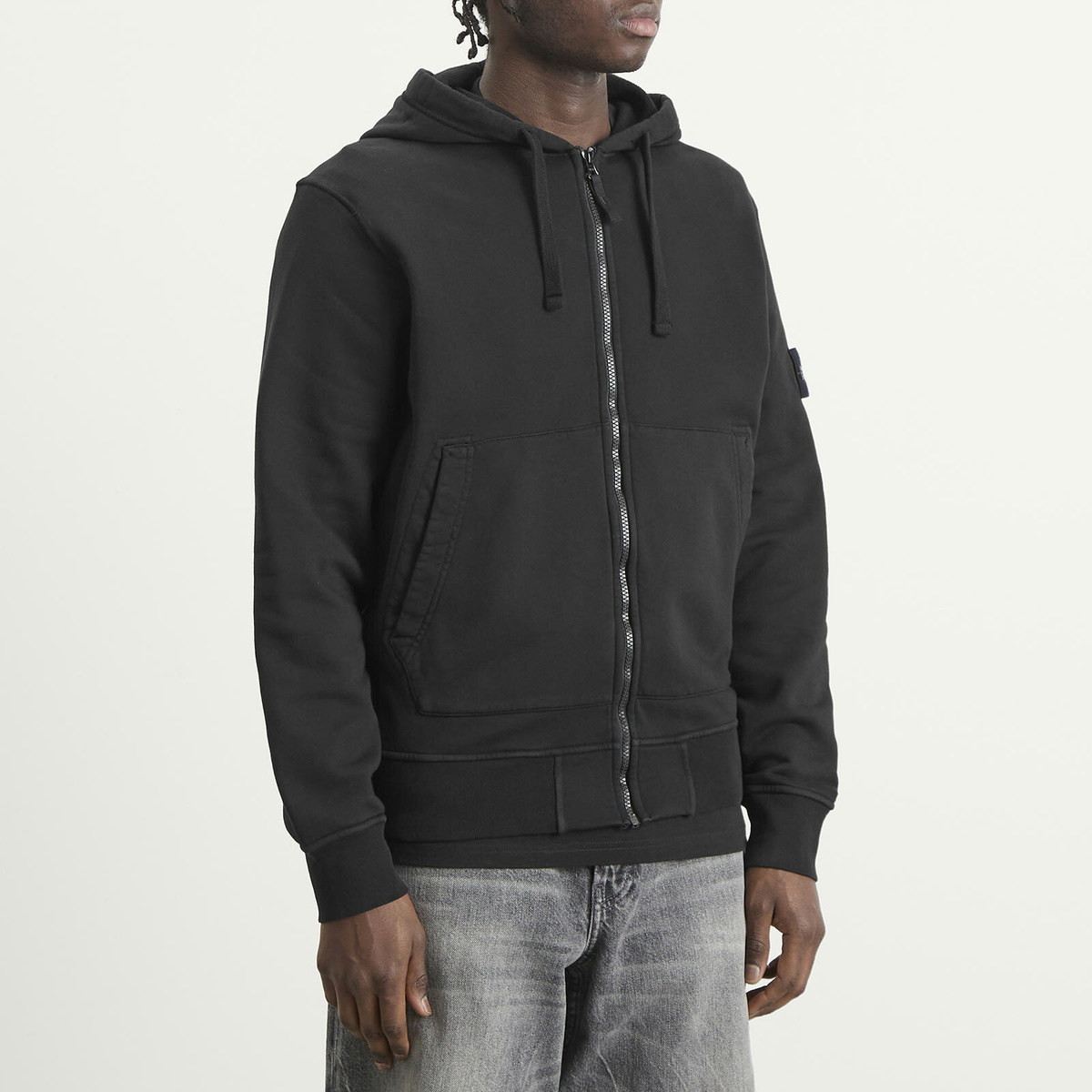 stone  zip hoodie ストーンアイランド ブラック 黒 Stone Island Men's Garment Dyed Zip Hoodie in Black Stone Island