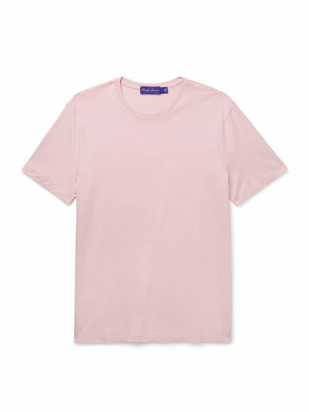 Photo: Ralph Lauren Purple label - Logo-Embroidered Cotton-Lisle T-Shirt - Pink