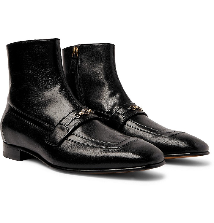Photo: Gucci - Dracma Horsebit Leather Boots - Black