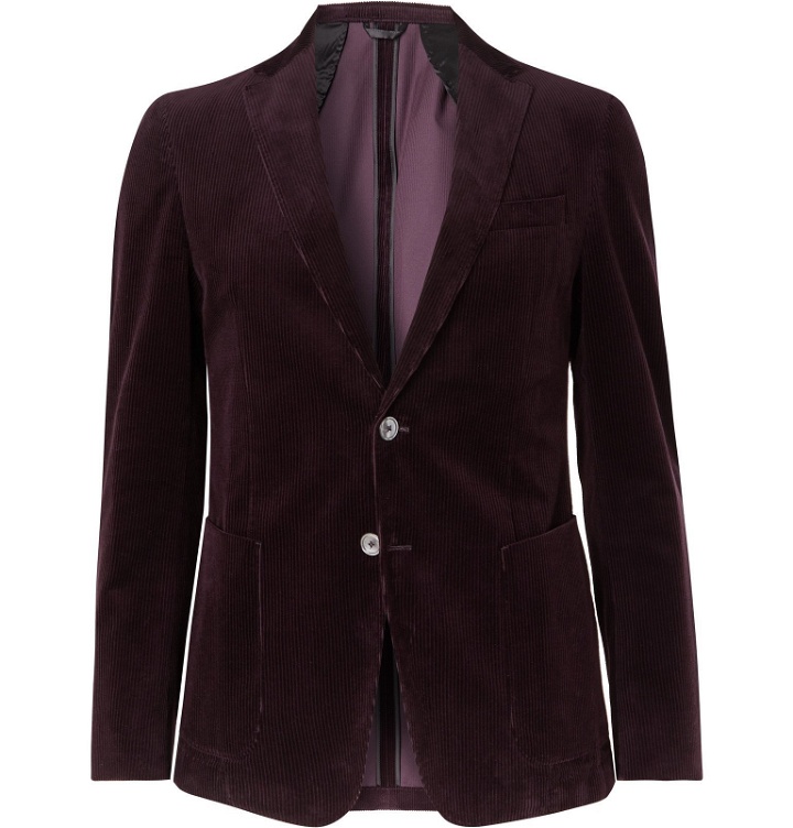 Photo: Hugo Boss - Grape Slim-Fit Cotton-Corduroy Suit Jacket - Burgundy