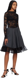 We11done Black Flared Midi Skirt