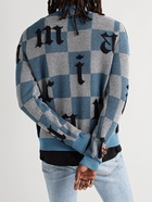 AMIRI - Slim-Fit Intarsia Cashmere and Mohair-Blend Sweater - Blue