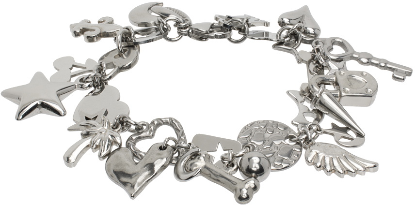 Marland Backus Silver Chrome Charm Bracelet