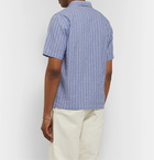 Universal Works - Elton 2 Striped Cotton and Linen-Blend Shirt - Blue