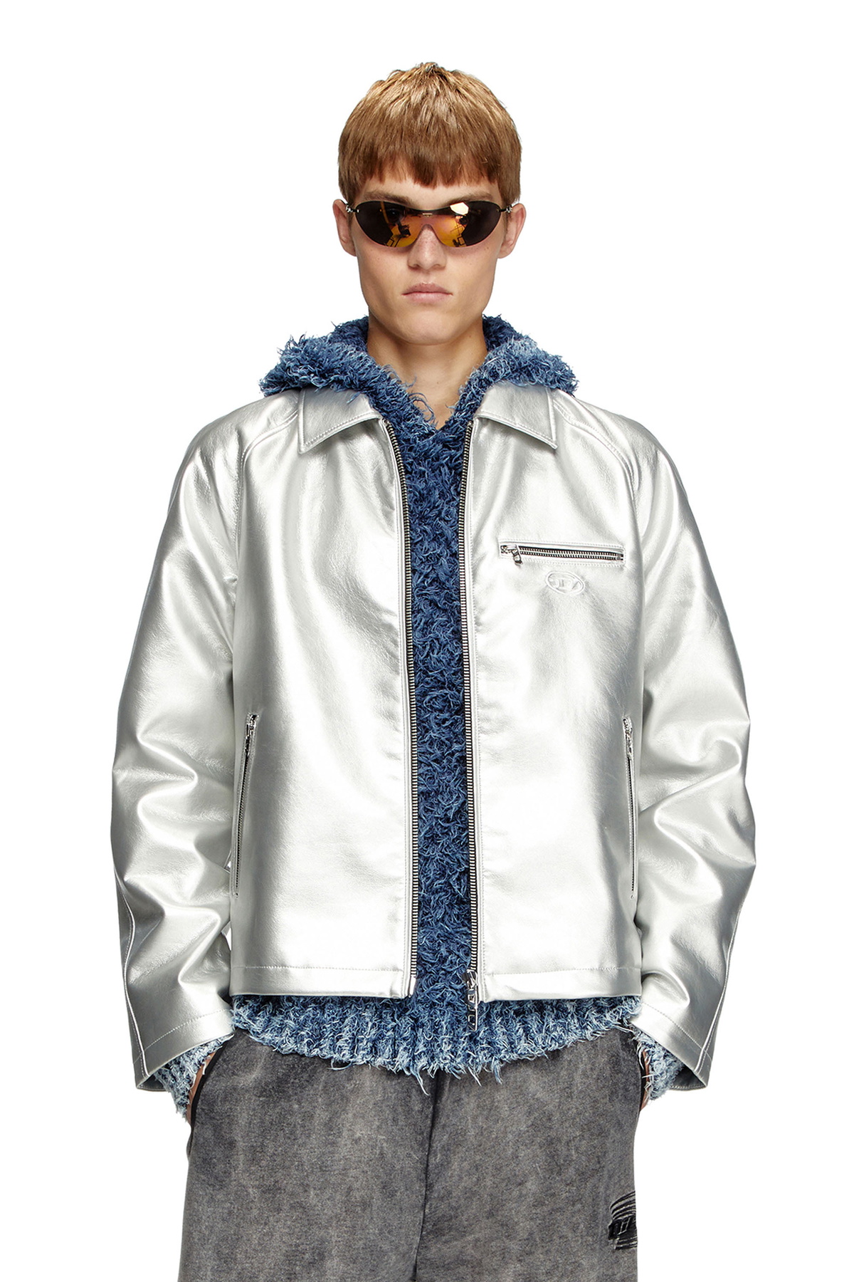 Diesel Metallic coach jacket - Jackets - Unisex - Silver Diesel