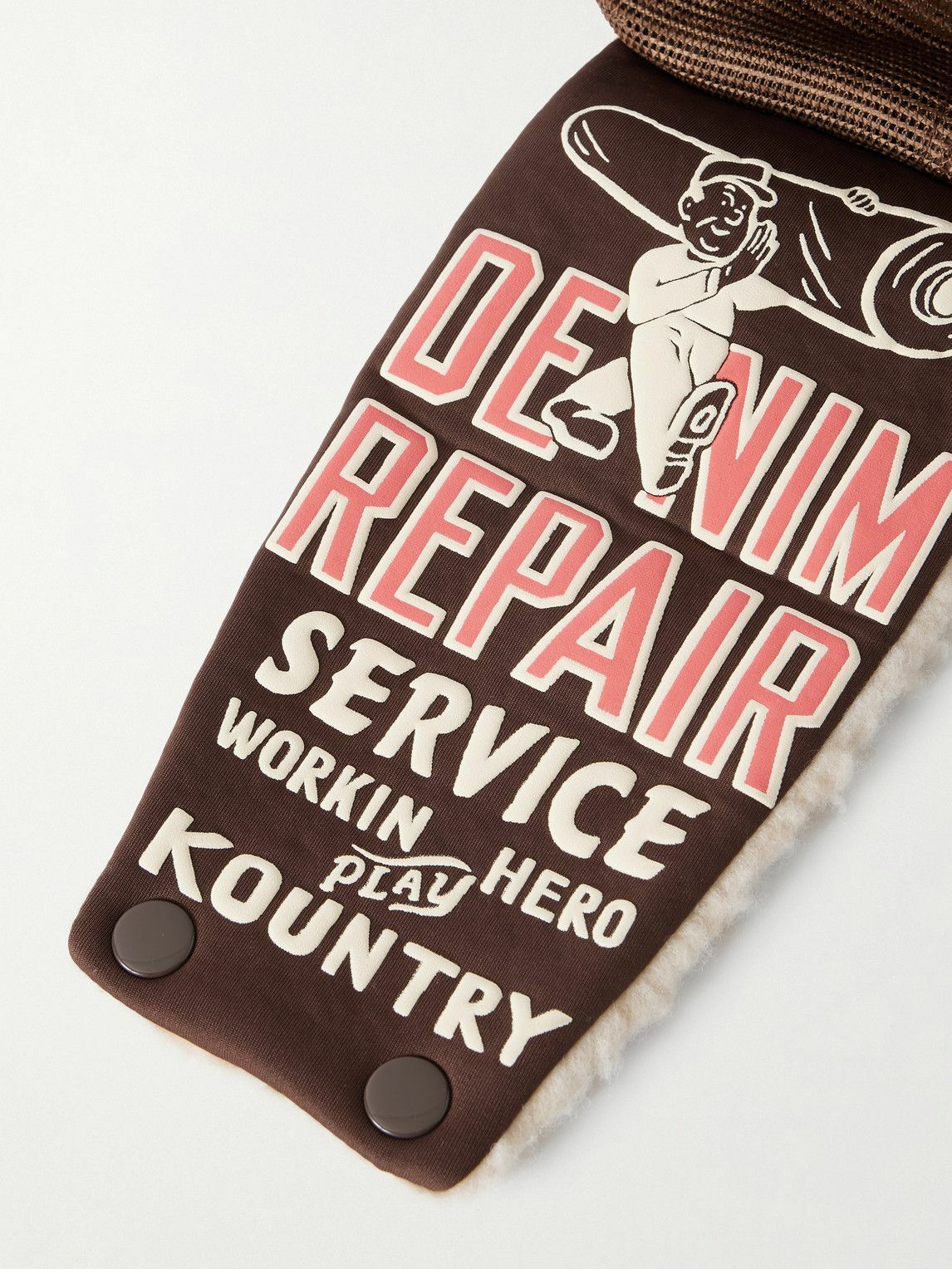 KAPITAL - Denim Repair Service Fleece-Trimmed Printed Canvas and Mesh Trucker Cap