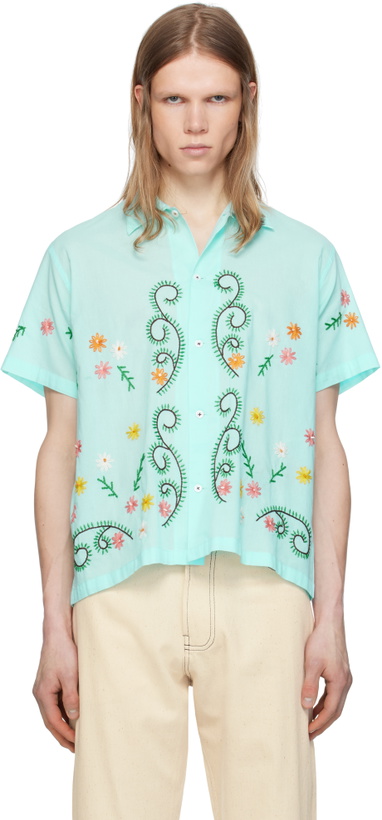 Photo: HARAGO Blue Embroidered Seaweed Shirt