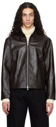Dunst Brown Calf Skin Collared Leather Jacket