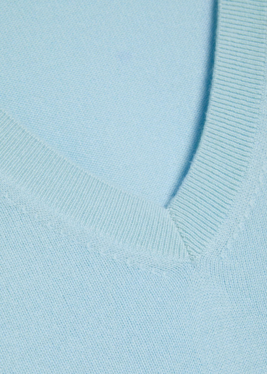 Alice + Olivia Williams V-neck Cashmere-blend Jumper Blue