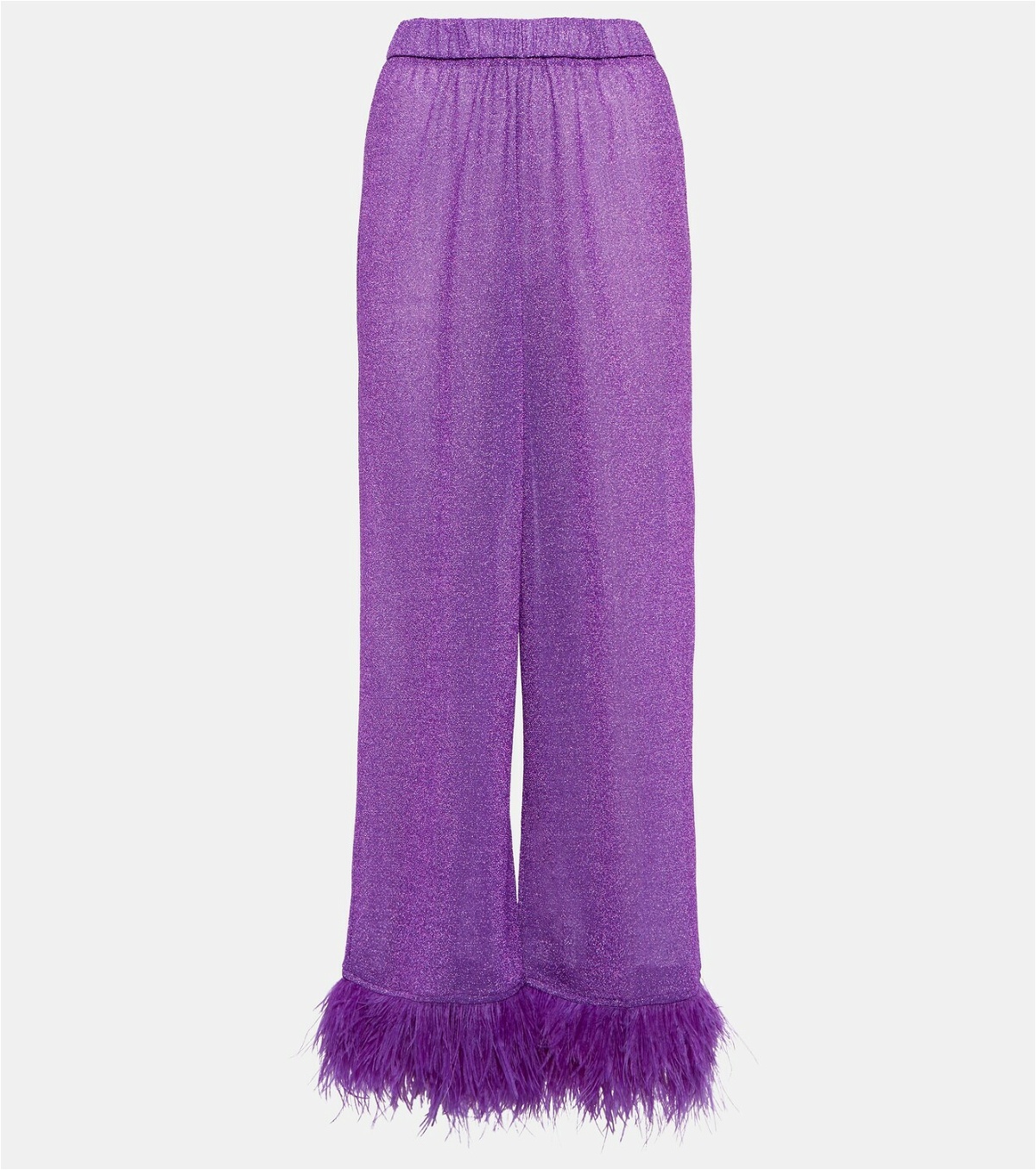 Oseree - Lumière feather-trimmed pants