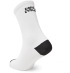 Cafe du Cycliste - Logo-Jacquard Stretch-Knit Cycling Socks - White