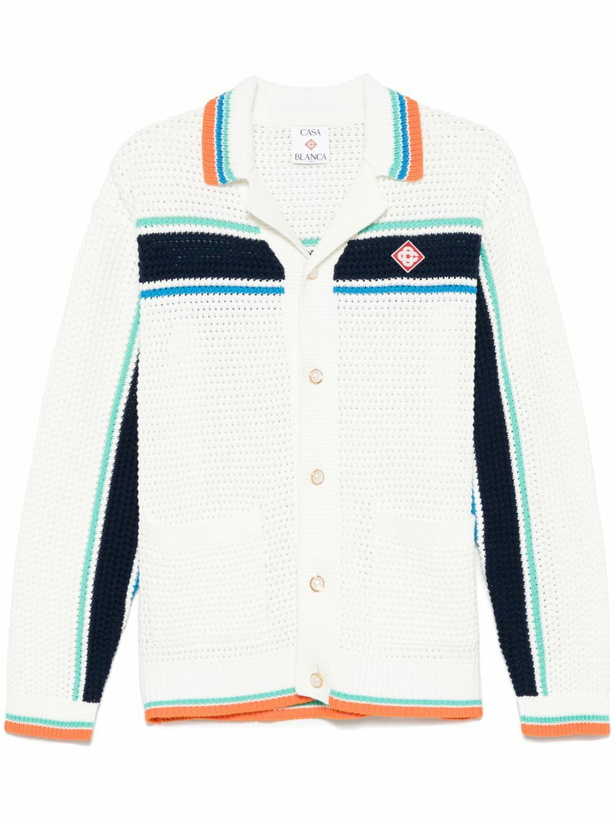 Photo: Casablanca White Tennis Stripe Cardigan