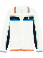Casablanca White Tennis Stripe Cardigan