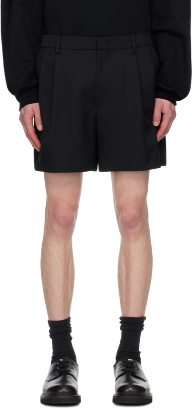 Photo: Juun.J Black Wool Pleated Shorts