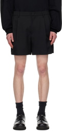 Juun.J Black Wool Pleated Shorts