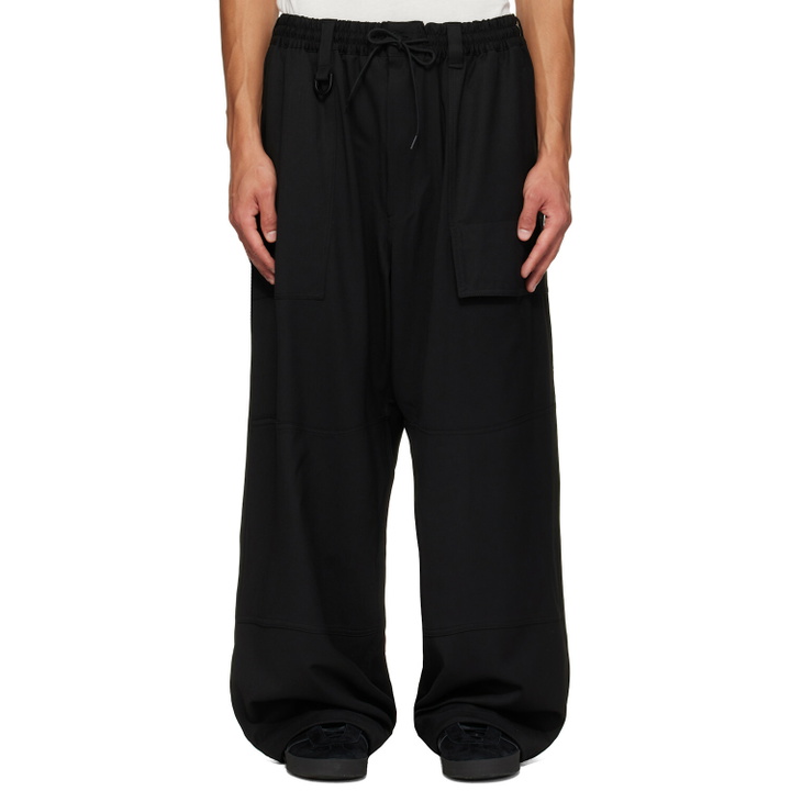 Photo: Y-3 Black Wool Wide Cargo Pants
