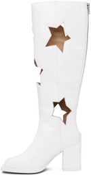 ANDREJ GRONAU SSENSE Exclusive White Star Cut Boots