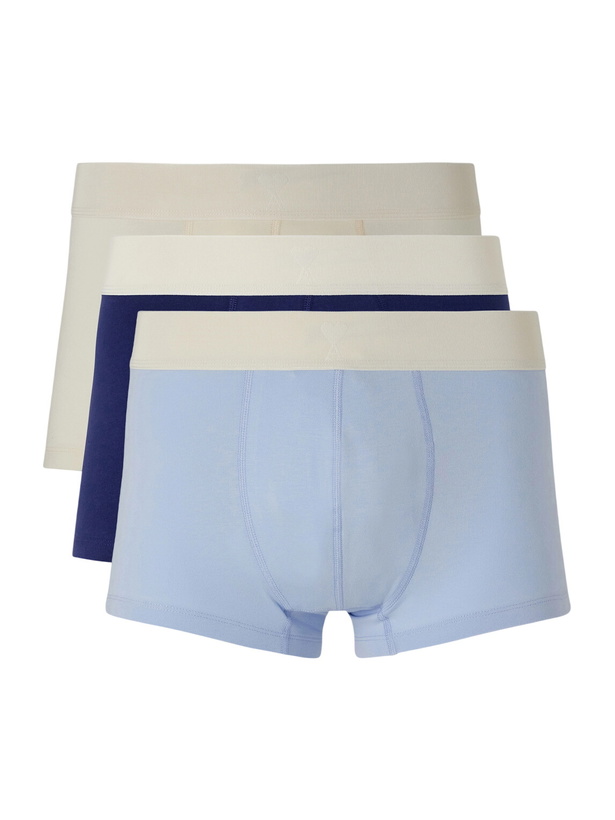 Photo: AMI PARIS - Three-Pack Stretch-Cotton Boxer Briefs - Multi