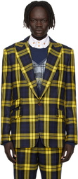 Vivienne Westwood Navy & Yellow One Button Blazer