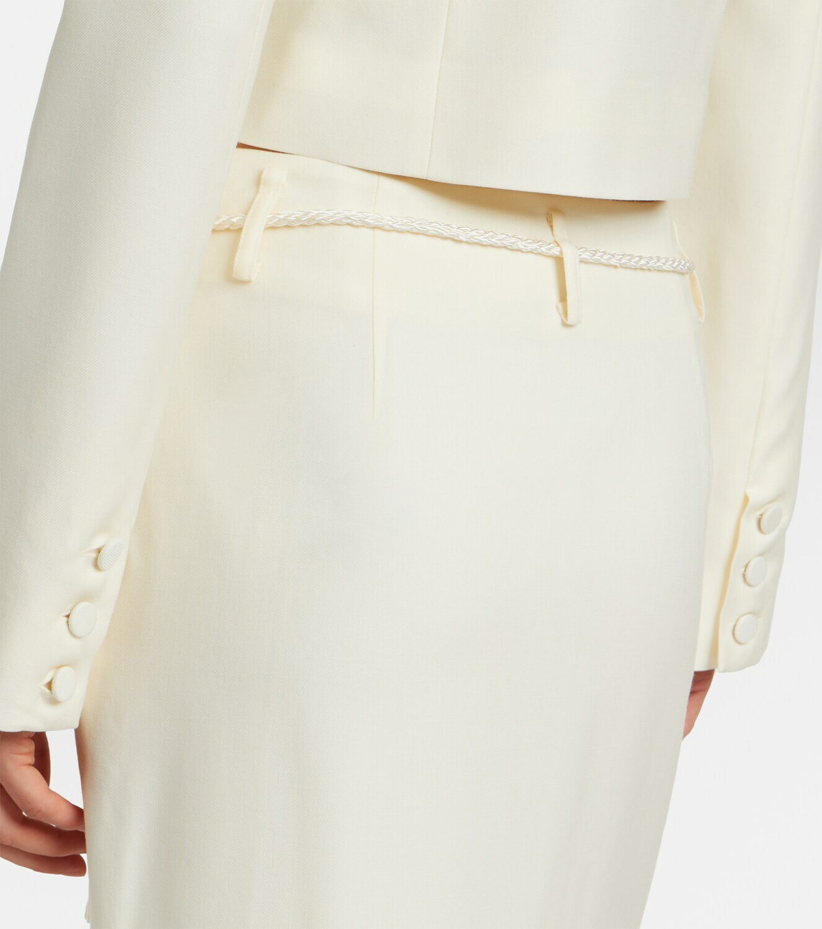 Posse Elspeth belted wool midi skirt