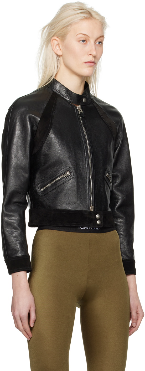 TOM FORD Black Cropped Leather Jacket