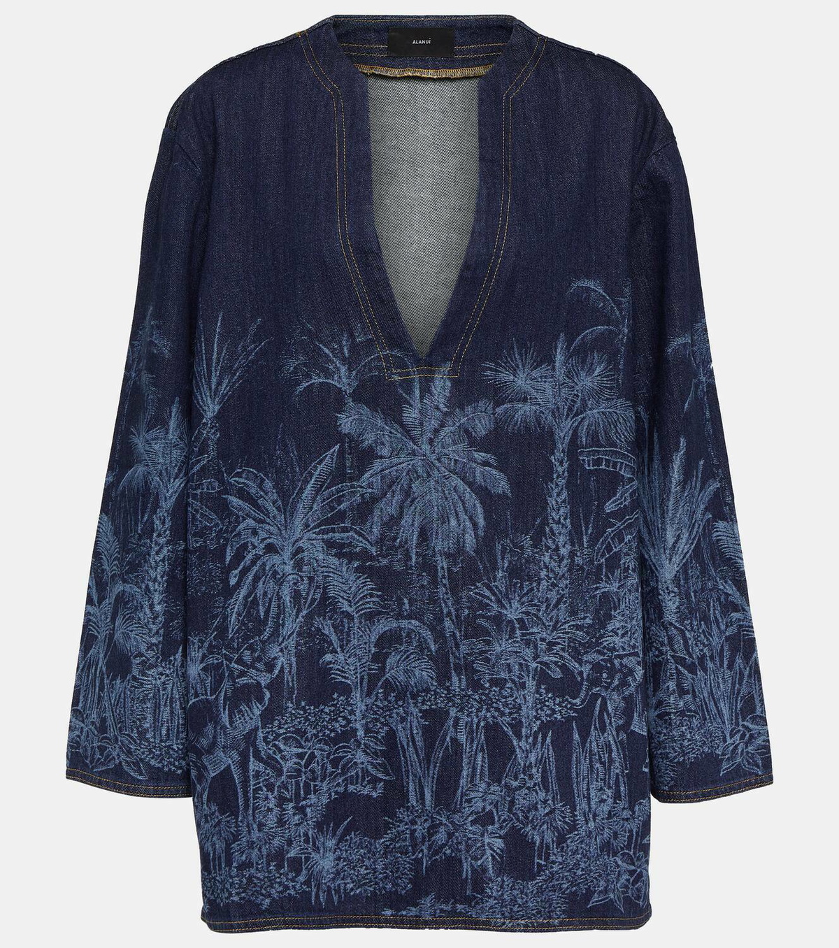 Alanui Jungle printed denim top