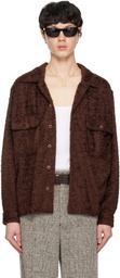 International Gallery BEAMS Brown Loop Yarn Open Collar Shirt