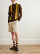 Beams Plus - Striped Jacquard-Knit Polo Shirt - Brown