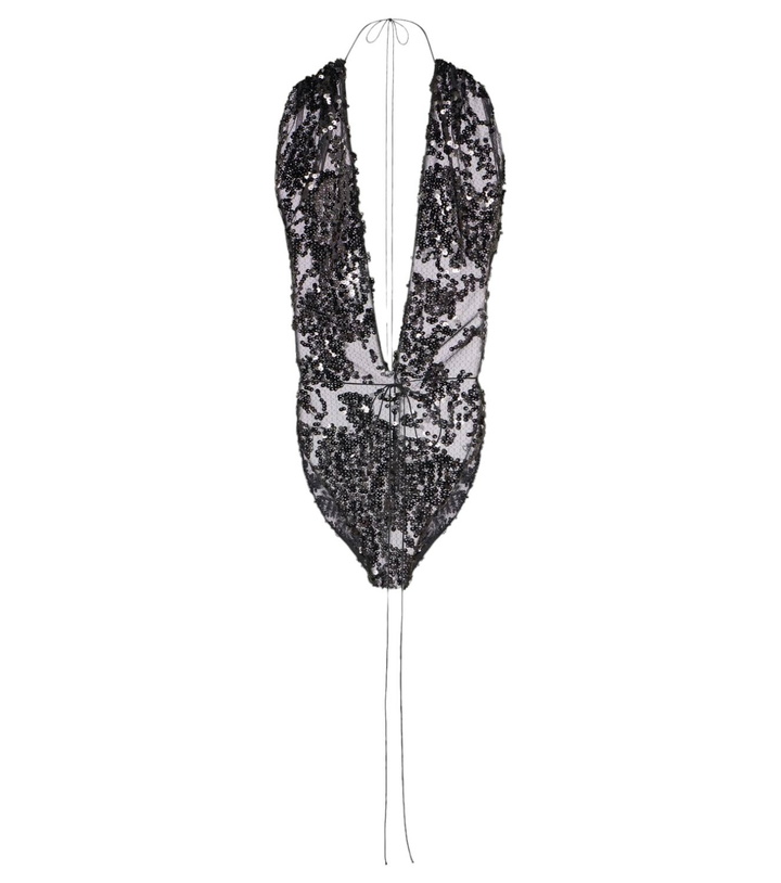 Photo: Victoria Beckham Sequined halterneck tulle bodysuit