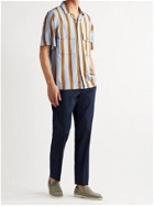 ZANELLA - Slim-Fit Striped Cotton-Blend Seersucker Trousers - Blue