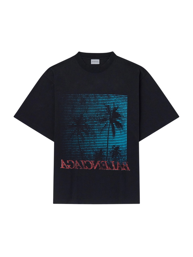 Photo: Balenciaga - Printed Cotton-Jersey T-Shirt - Black