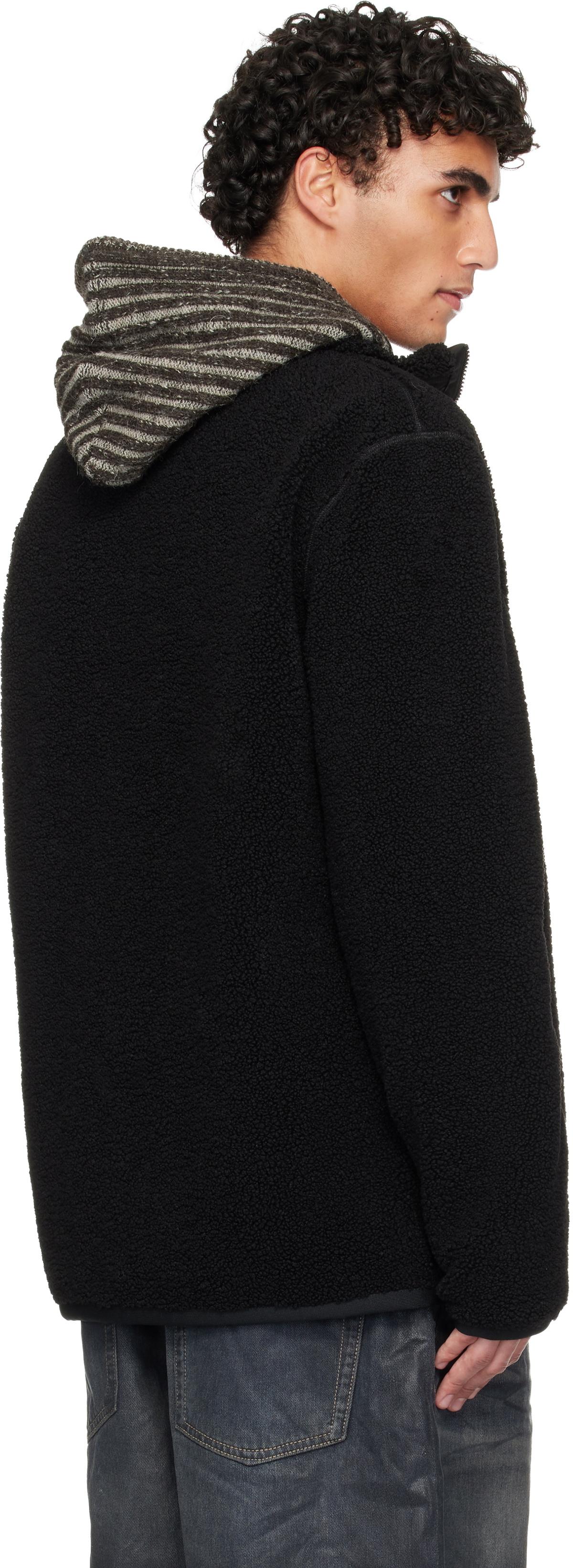 Moncler Black Teddy Pocket Zip-Up Jacket