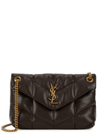 Saint Laurent - Women's Chocolate Quilted Lou Puffer Small Leather Shoulder Bag - Adjustable Chain Strap - One Size