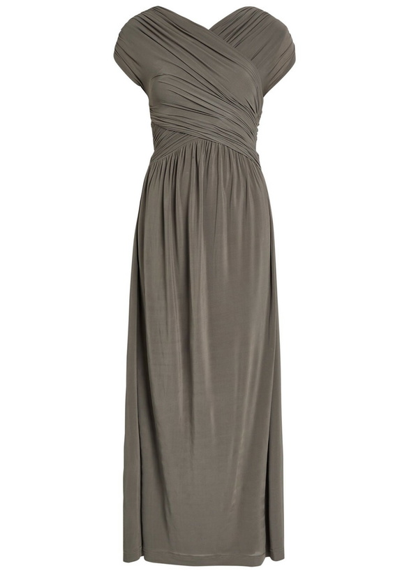 Photo: Tove Freja Cross-over Ruched Stretch-jersey Midi Dress Dark Green