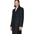 Paul Smith Blue and Green Tartan Mixed Media Coat