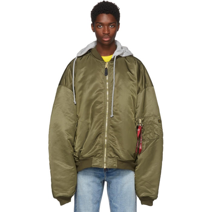 Photo: Vetements Reversible Green Alpha Industries Edition Oversized Hooded Bomber