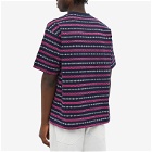 Velva Sheen Men's Made in Japan Jacquard Stripe T-Shirt in Purple