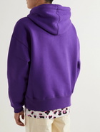 AMI PARIS - Logo-Embroidered Organic Cotton-Jersey Hoodie - Purple