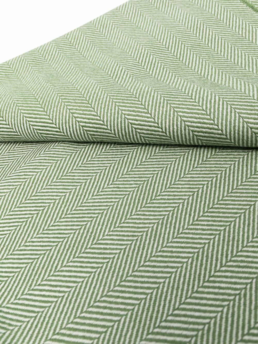 Johnstons Of Elgin Green Herringbone Wool Throw
