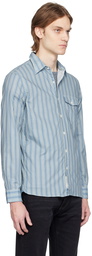 RRL Blue Slim-Fit Striped Shirt