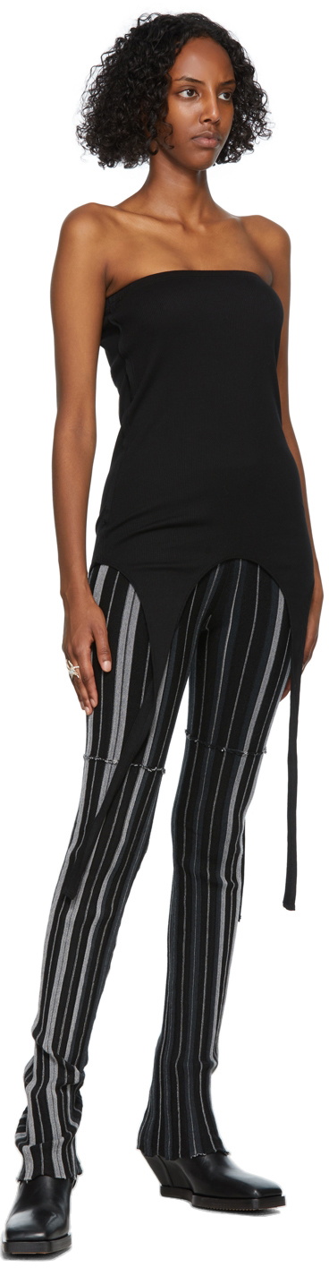 PERVERZE Black & Grey Rib Knit Random Lounge Pants PERVERZE