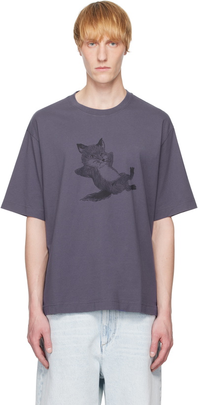 Photo: Maison Kitsuné Navy Chillax Print Oversize T-shirt
