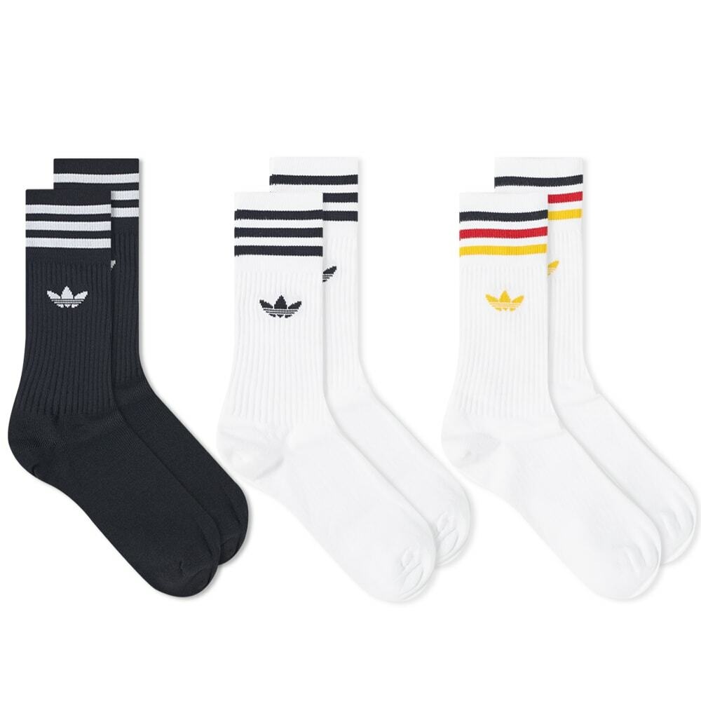 Photo: Adidas Solid Crew Sock - 3 Pack in White/Multi
