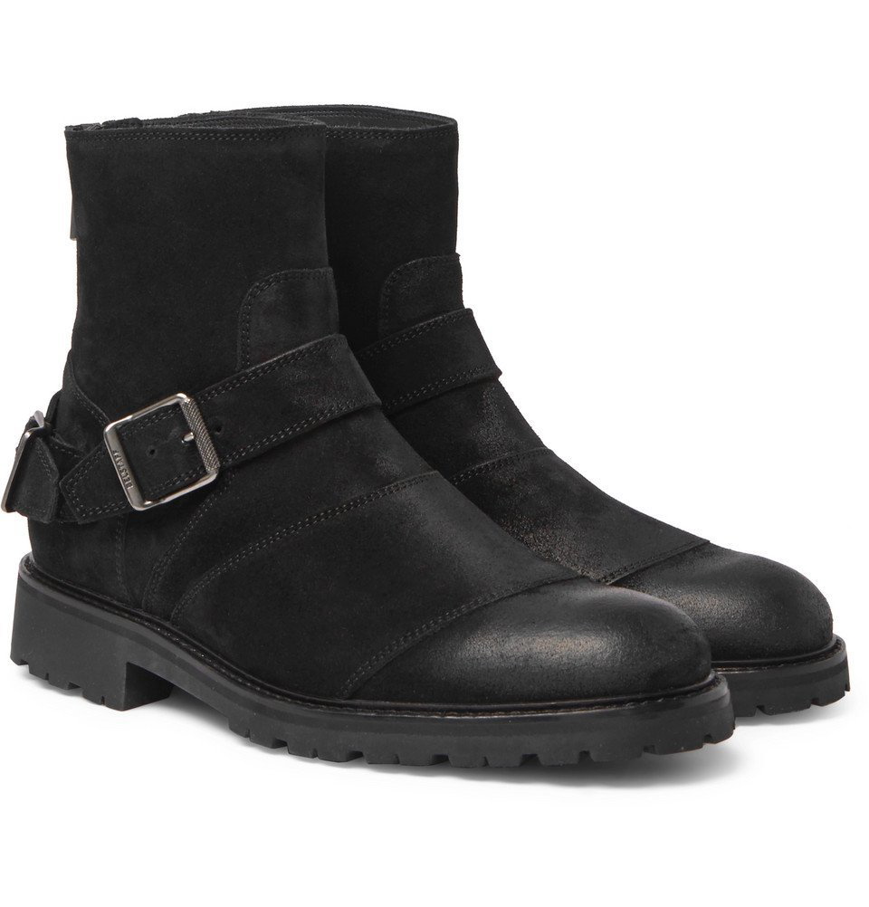 Belstaff Trialmaster Waxed Suede Boots Men Black Belstaff