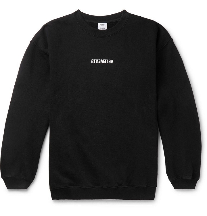 Photo: Vetements - Logo-Print Fleece-Back Cotton-Jersey Sweatshirt - Black