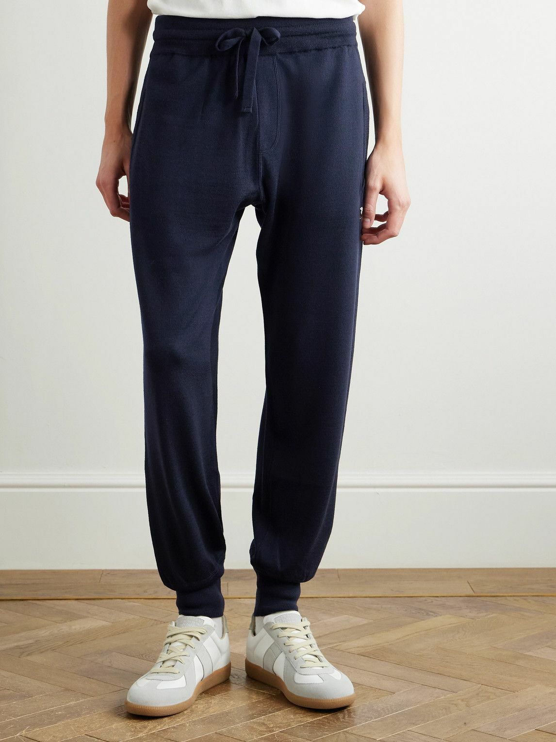 Dolce&Gabbana - Logo-Appliquèd Wool Sweatpants - Blue